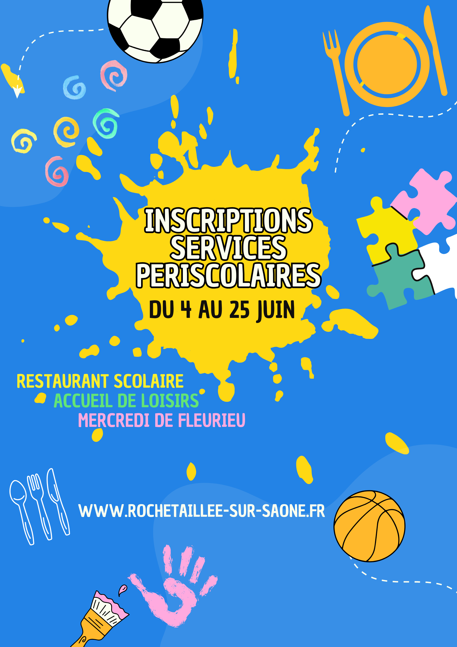 Affiche école inscription activités extrascolaires illustratif coloré